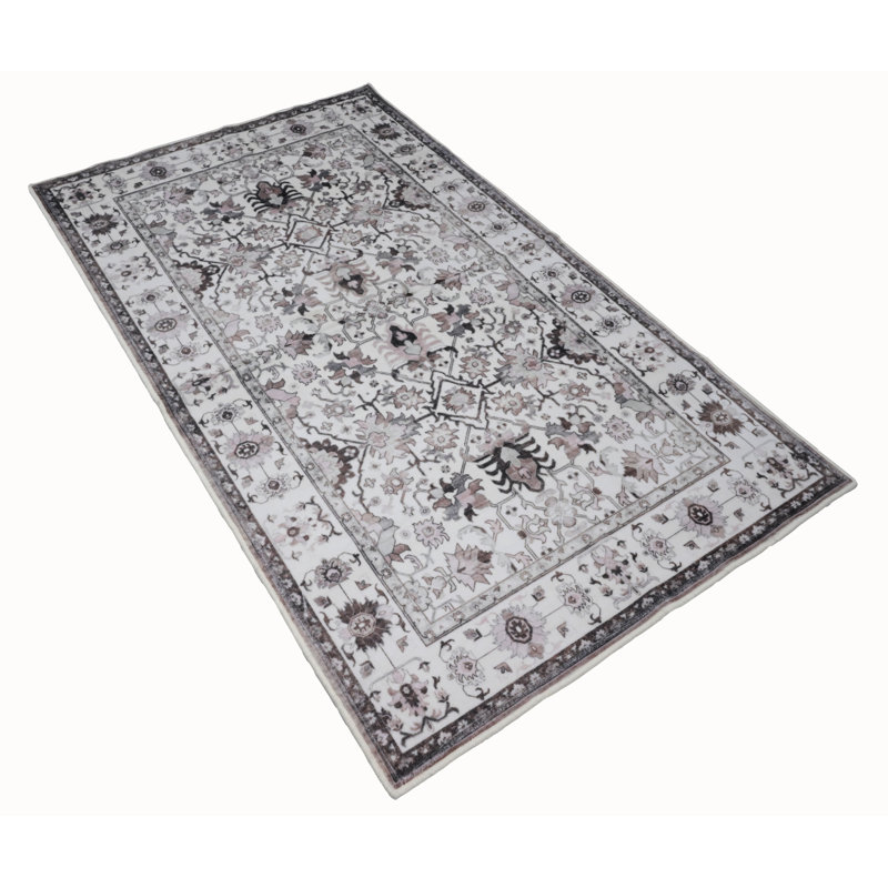 Bibb Home Washable Flannel Printed Area Rug with Latex Back, Rectangle 3' x 5'
