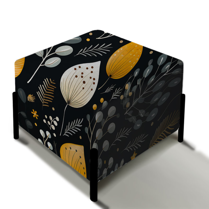 Toile florale noire et jaune à motif floral marocain