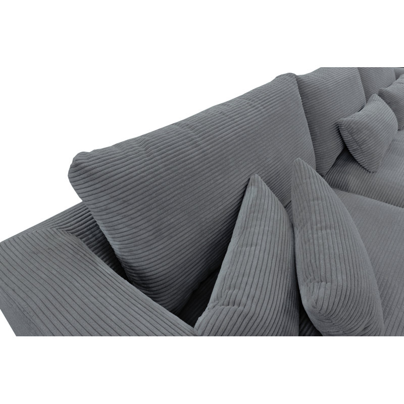 Cahoe Corner Sofa in Cord Fabric, Right Hand Facing, Corduroy, Antracite