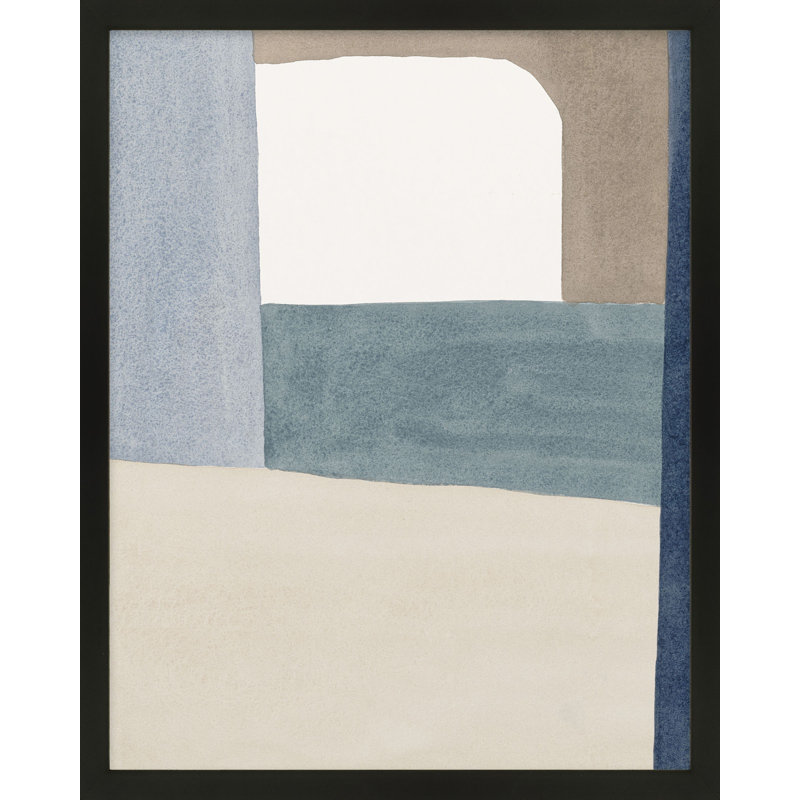 The Balance Of Taupe And Indigo 1 Print by Julia Balfour, 20" x 16" x 1.25", Black Frame Paper