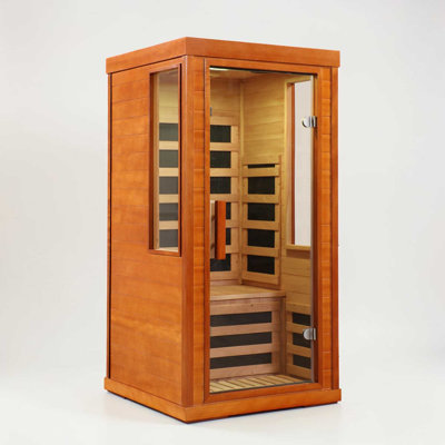 Home Dry Infrared Sauna Red Light 1 Person | One LED Reading Light, Bluetooth Audio, Timing Temperature Function and Vent, Touch Control, 7 Low EMF Carbon Fiber Heating Panels