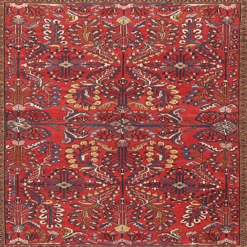 Tapis rouge/brun/beige traditionnel Chambery, Carré 4 pi