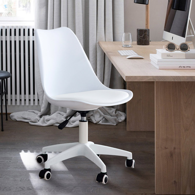Chaise et bureau de bureau moderne Smoke, chaise rotative réglable à 360 °, Blanc, Blanc