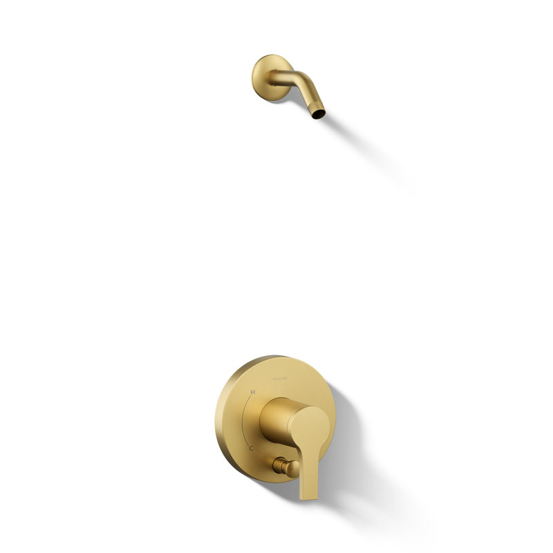 Elate Rite-Temp Shower Trim Kit With Push-Button Diverter, Without Showerhead, Brushed Brass