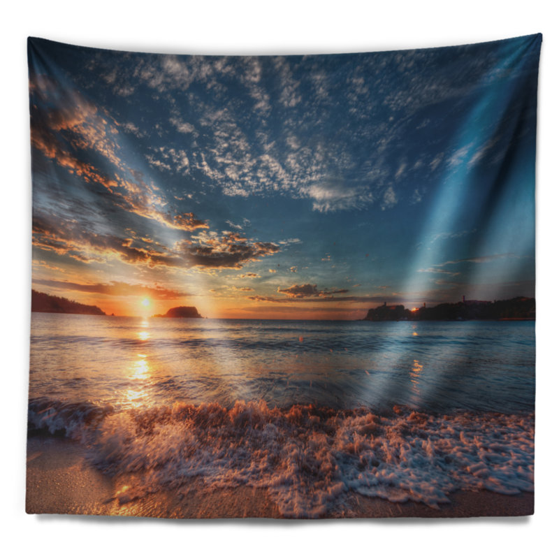 Tapisserie de mer et fantaisiste nuages mer shore tranquil, H 78 po x l 92 po
