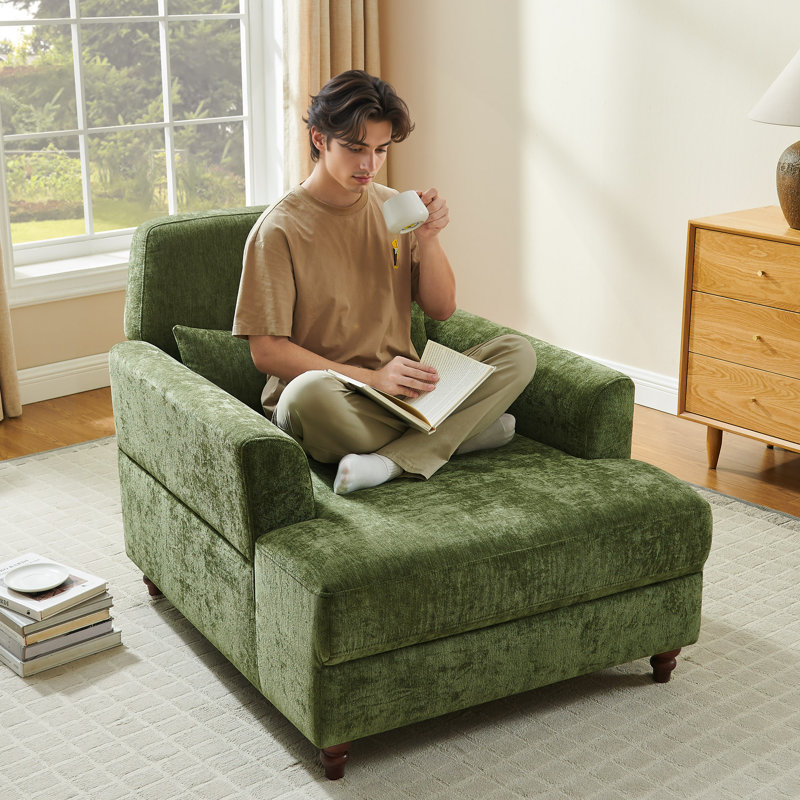 Fauteuil d'appoint rembourré surdimensionné de 41 po de largeur avec dossier réglable pour une utilisation multi-scène, Beige