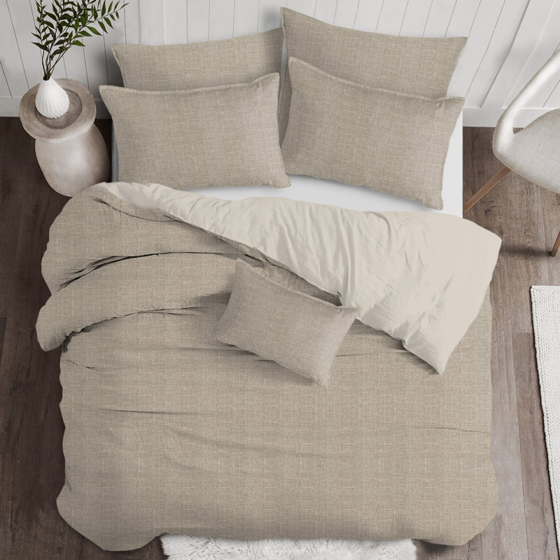 Couvre-lit / couvre-lit en lin naturel Lynnin, Couvre-lit pour grand lit + 2 taies décoratives p