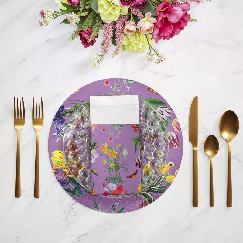 Flora Fauna Cotton Sateen Dinner Napkins, Orchid