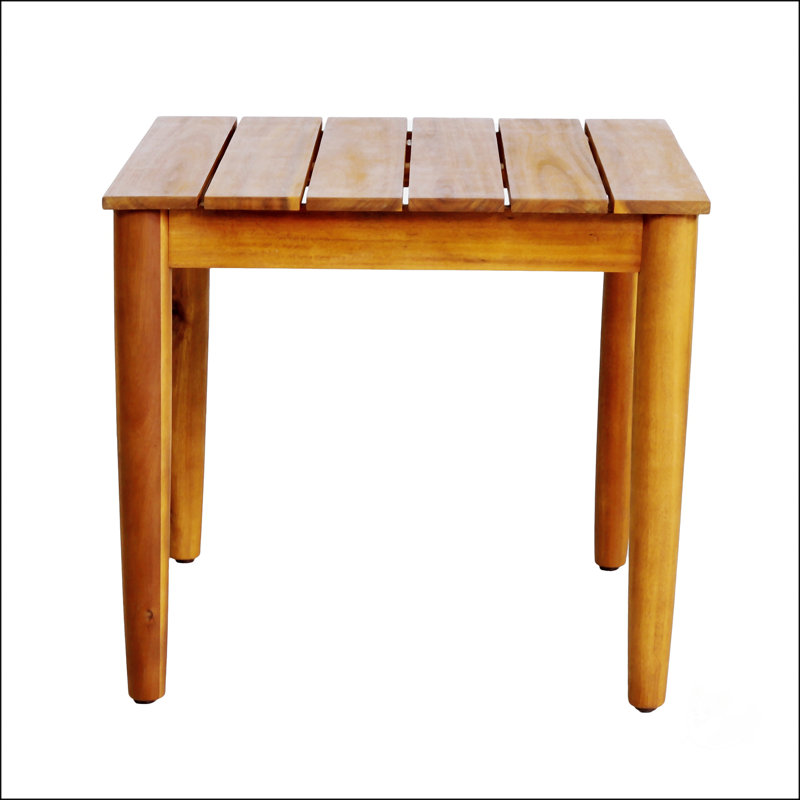 Gavin Acacia Wood Side Table With Rustic Design And Slat Top For Outdoor Spaces, Durable And Stylish