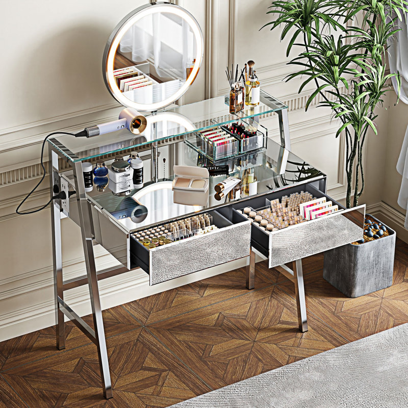 Table de coiffeuse à miroir avec miroir