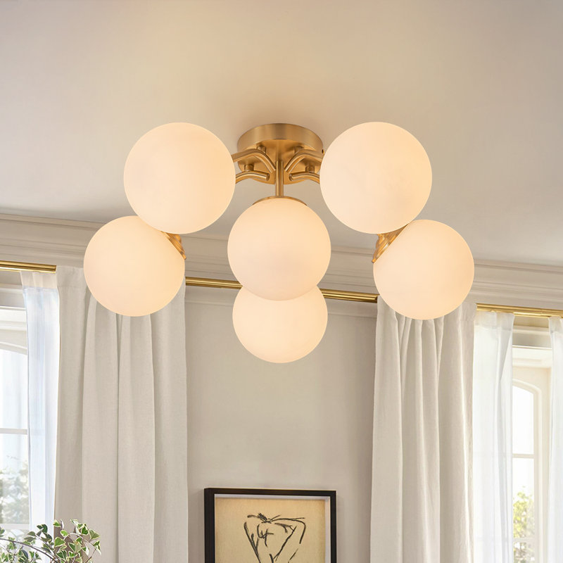 Plafonnier semi-encastré Honniball, Doré, Six lumières