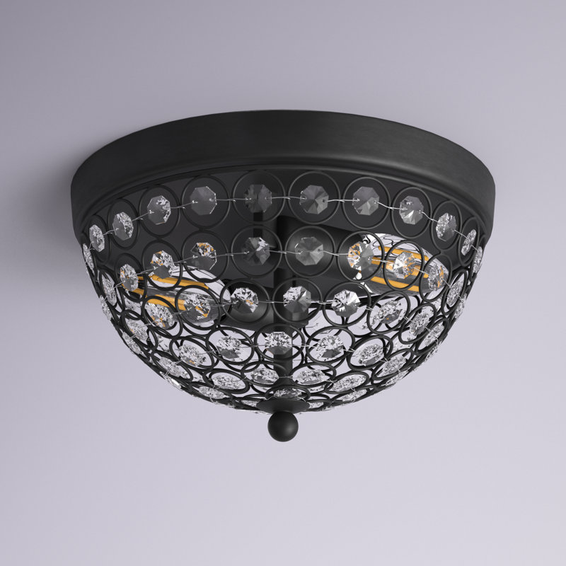 Plafonnier encastré Stoltenberg, Noir mat / transparent, 2, H 5,6 po x l 10 po x P 10 po
