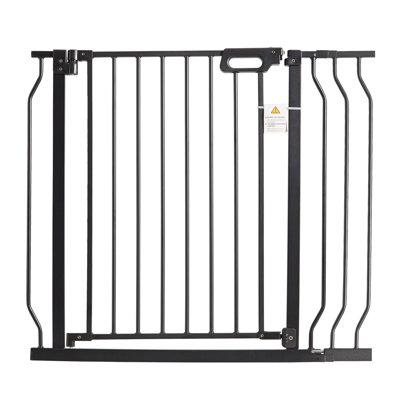 Baby Gate, 29.5"-39" Extra Wide, 30" High, Dog Gate for Stairs Doorways and House, Easy Step Walk Thru Auto Close Child Gate Pet Security Gate with Pressure Mount Kit and Wall Mount Kit, Black