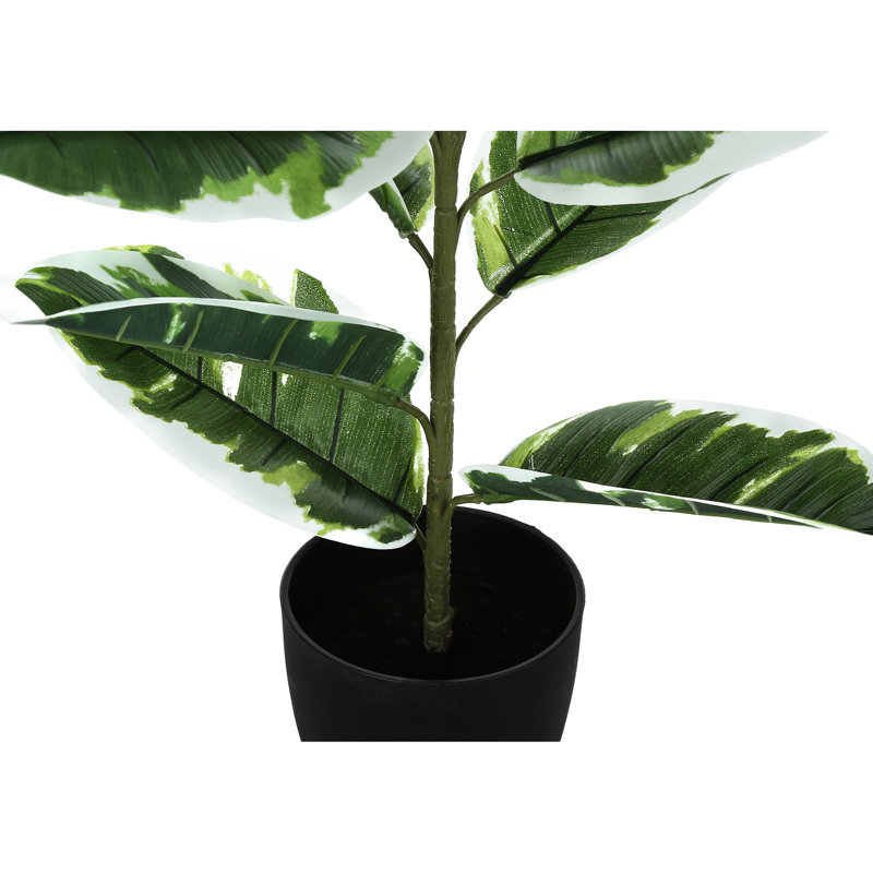 Plante artificielle de 27 po de hauteur avec des feuilles et un pot noir pour la beauté intérieure