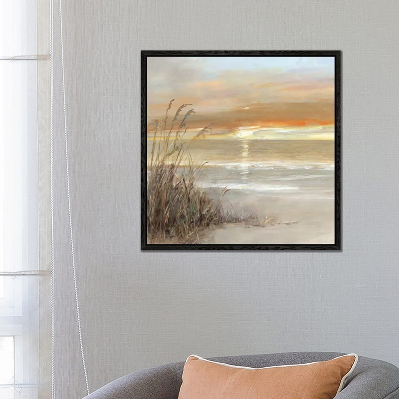 Malibu Sunset by Sally Swatland - Print on Canvas, Black Framed, 66.04 cm H x 66.04 cm W