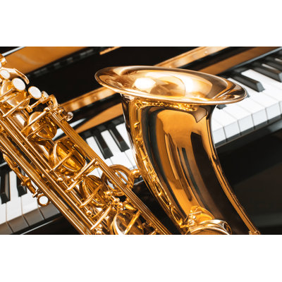 Saxophone And Piano 1 Piece Wrapped Canvas Wall Art
