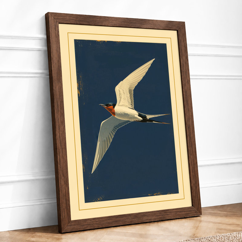 Tern in Flight Coastal - Framed Print, A3 - 42.0 x 29.7 cm, Walnut