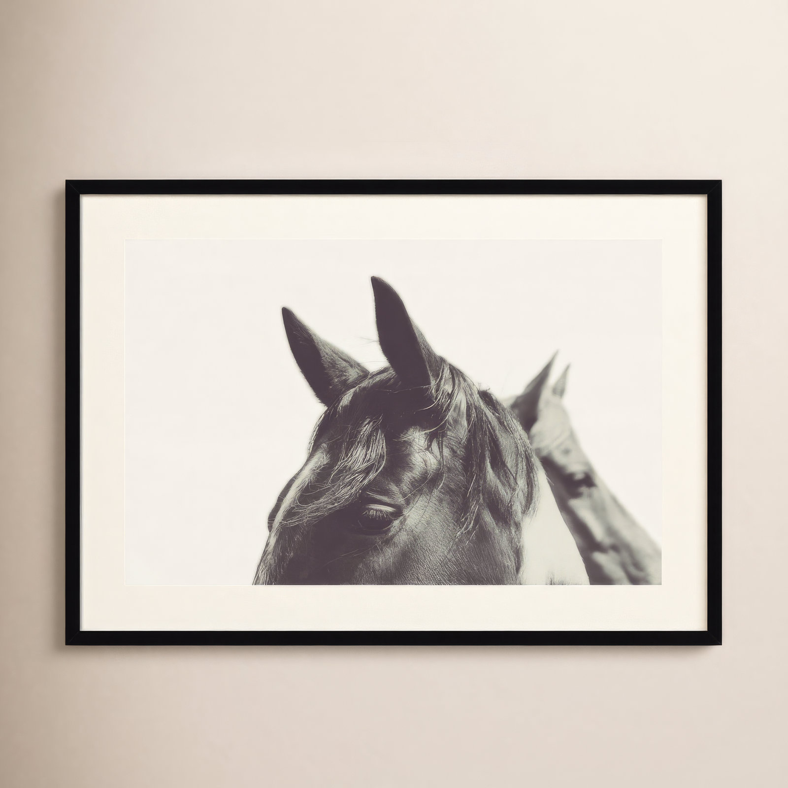 Horse Ears Macro Photo Print, Black Framed Paper, 29.38" H x 41.38" W x 0.88" D