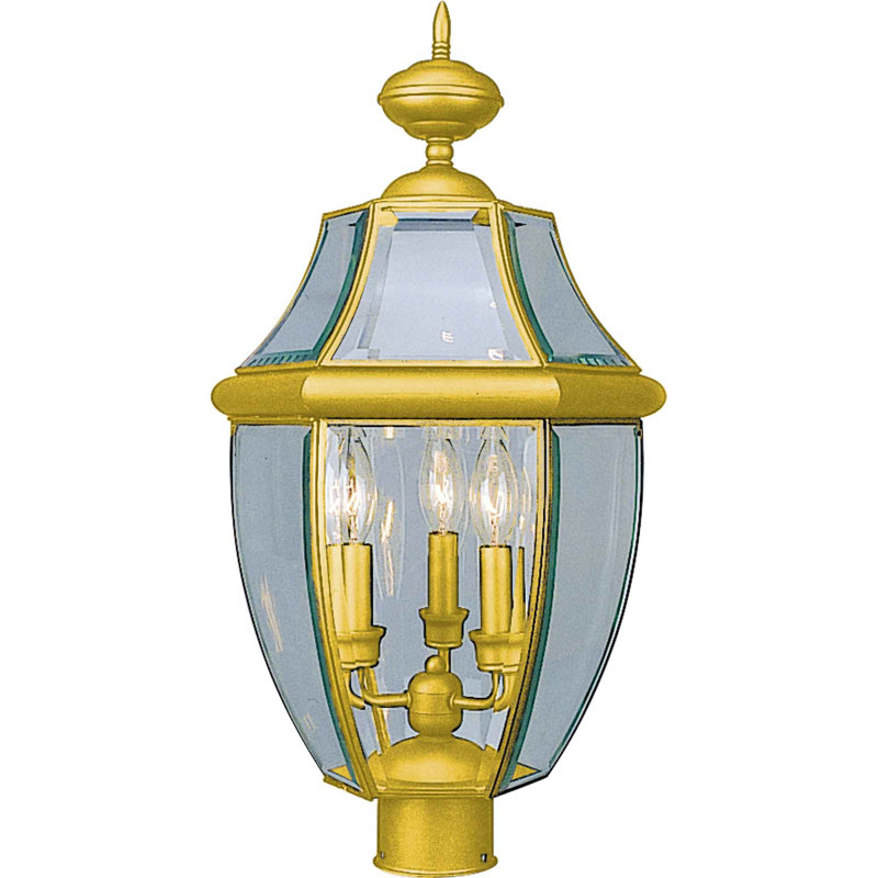 Tête de lanterne candélabre en laiton poli avec 3 lumières Faith Rich
