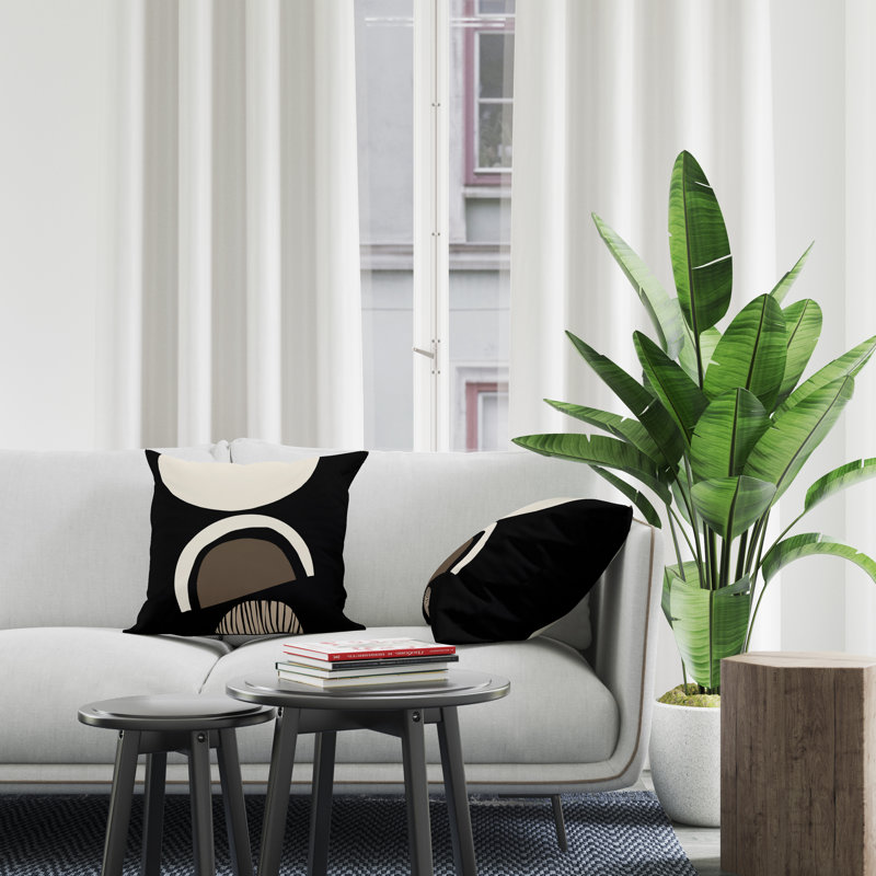 Jeté carré / extérieur en polyester Chamu, Beige / noir, 18 po x 18 po