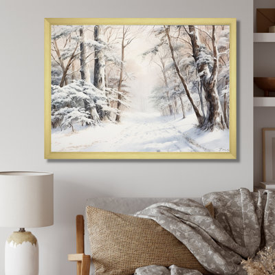 Hiver, forêt, charme de neige, paysage - neige, art mural