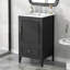 Meuble-lavabo de 20 po avec lavabo, armoire de salle de bain avec porte, tablette de porte et patins réglables, tiroir, noir