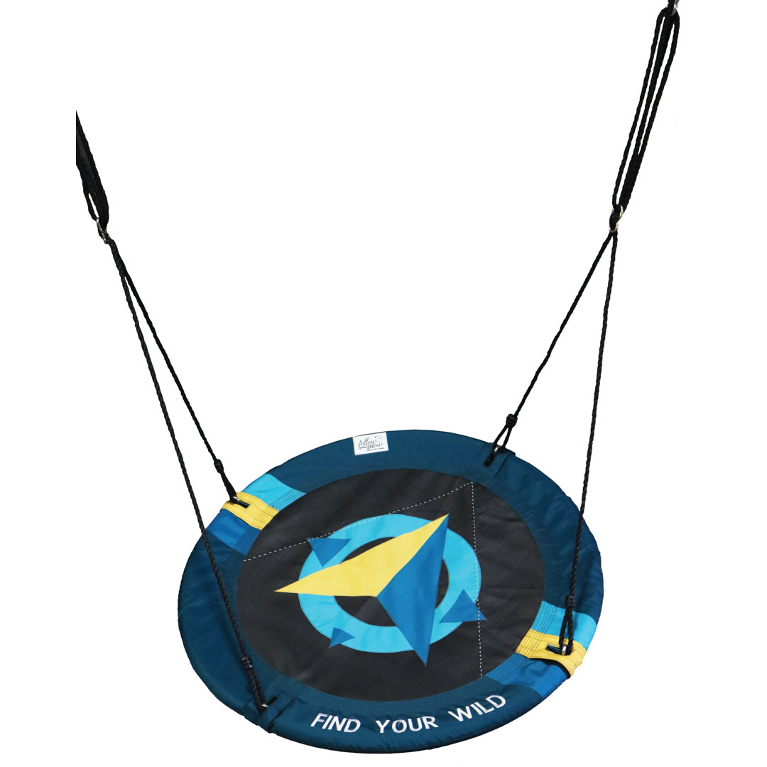 M&M Sales Enterprise Adventure Fabric Blue Web / Saucer Swing Swing Seat with Mounting Hangers and Chains M&M Sales Enterprise