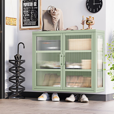 Retro Double Glass Door Wall Cabinet