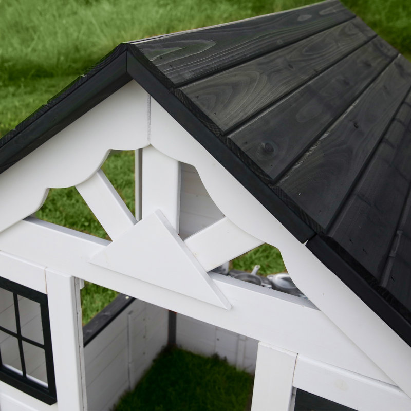 Sweetwater White Cedar Outdoor Playhouse with Black Trim