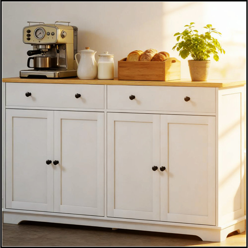 Elegant Style Buffet Cabinet With Spacious Storage, Adjustable Shelves, And Versatile Design For Modern Homes, Oak/White