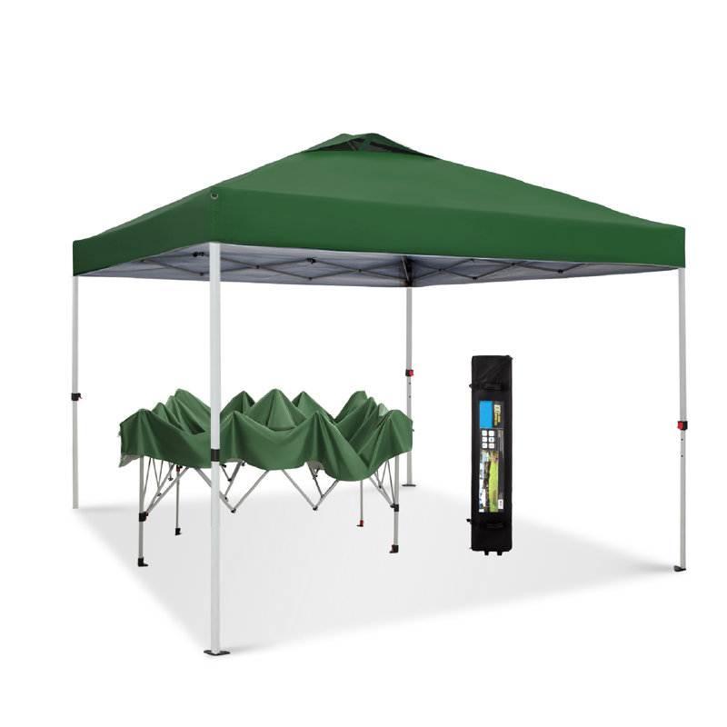 Green 10x10 Metal Pop-Up Canopy Tent with Adjustable Height