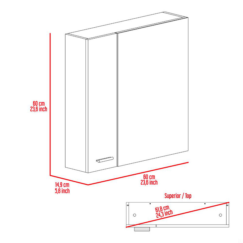 4-Shelf Bathroom Medicine Cabinet With Mirror, Black