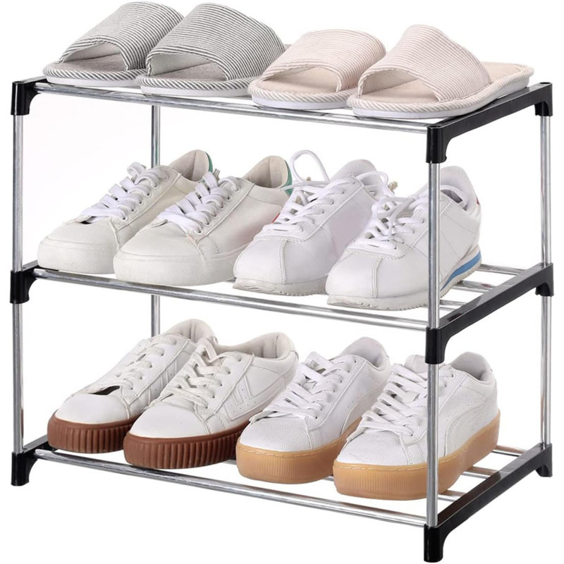 Range-chaussures 6 paires, Acier inoxydable/noir