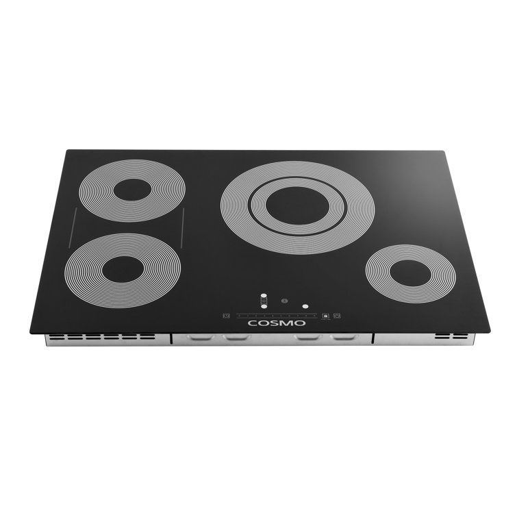 Cosmo 30 In. Electric Ceramic Glass Cooktop With 4 Elements, Triple Zone Element In Black