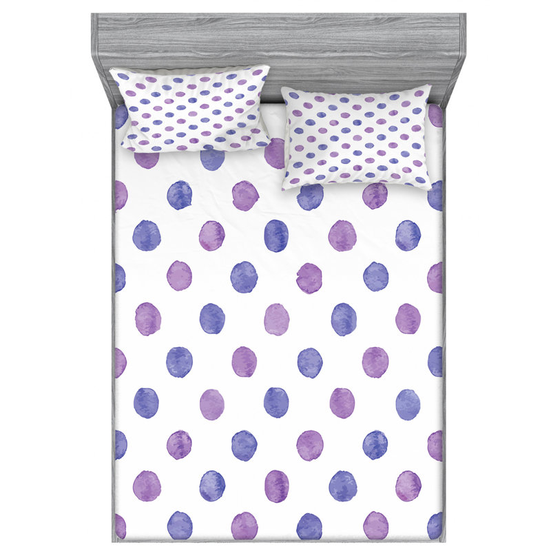 Microfiber Polka Dots Sheet Set, Queen Sheet Set + Fitted Sheet + 2 Pillowcases