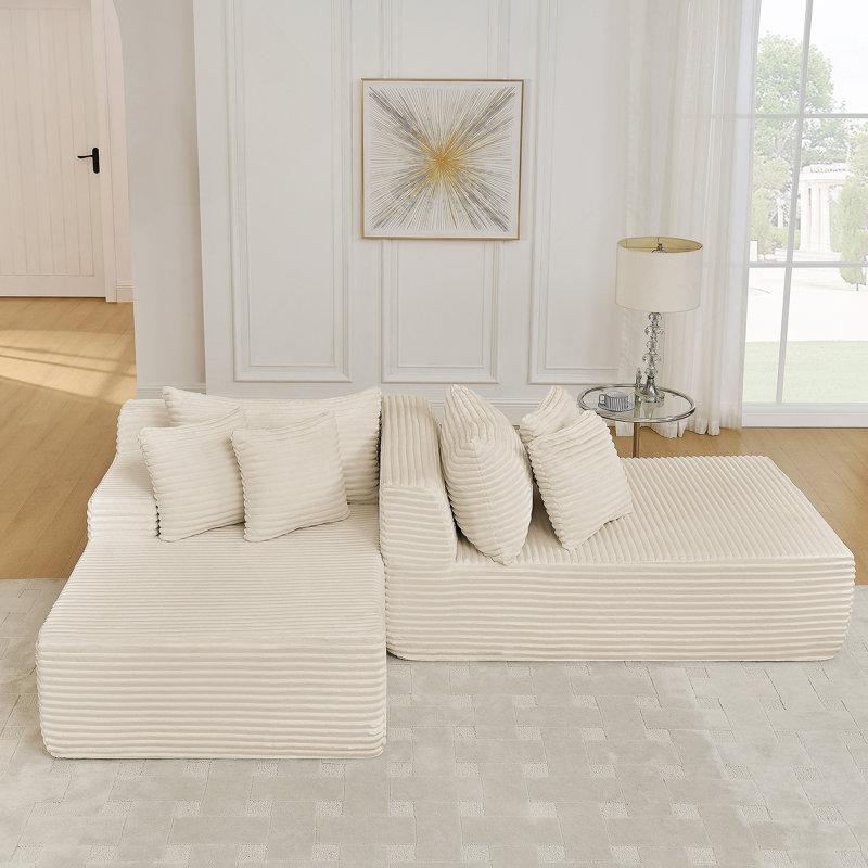 Méridienne à deux places paresseuse, canapé compressé sans assemblage requis, faite de tissu de velours, méridienne moderne et moelleuse, utilisée pour les salons et les chambres à coucher - beige