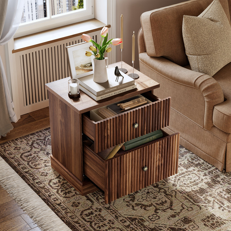 57.7cm W Bedside Table, Brown