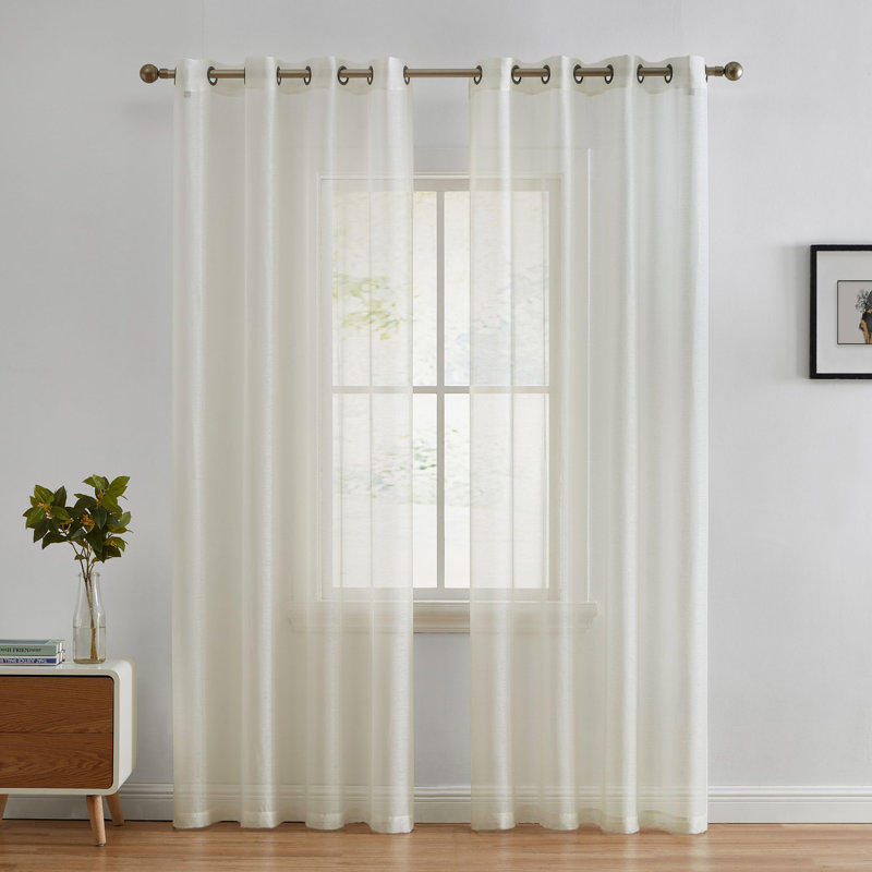 Carmille Semi-Sheer Grommet Curtain Panels, Ivory, 54" W x 54" L