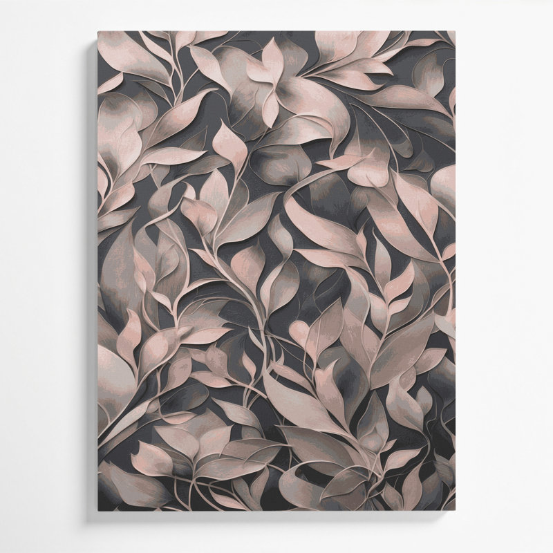 Abstrait floral 11, art mural sur toile grise, H 20 po x l 16 po