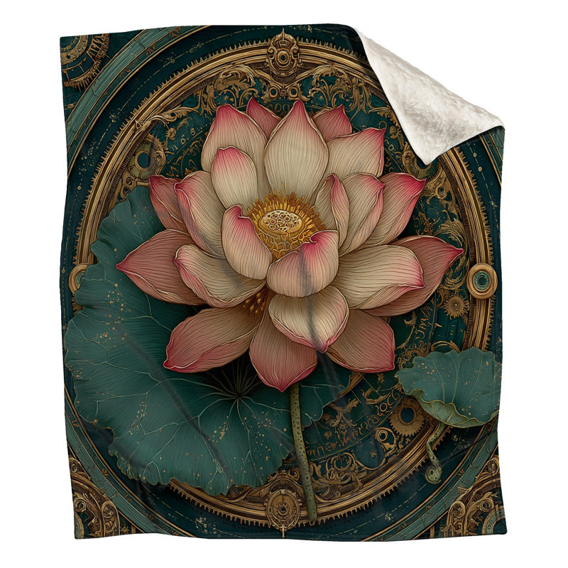 Intricate Lotus Illustration Blankets, 50in W x 60in H