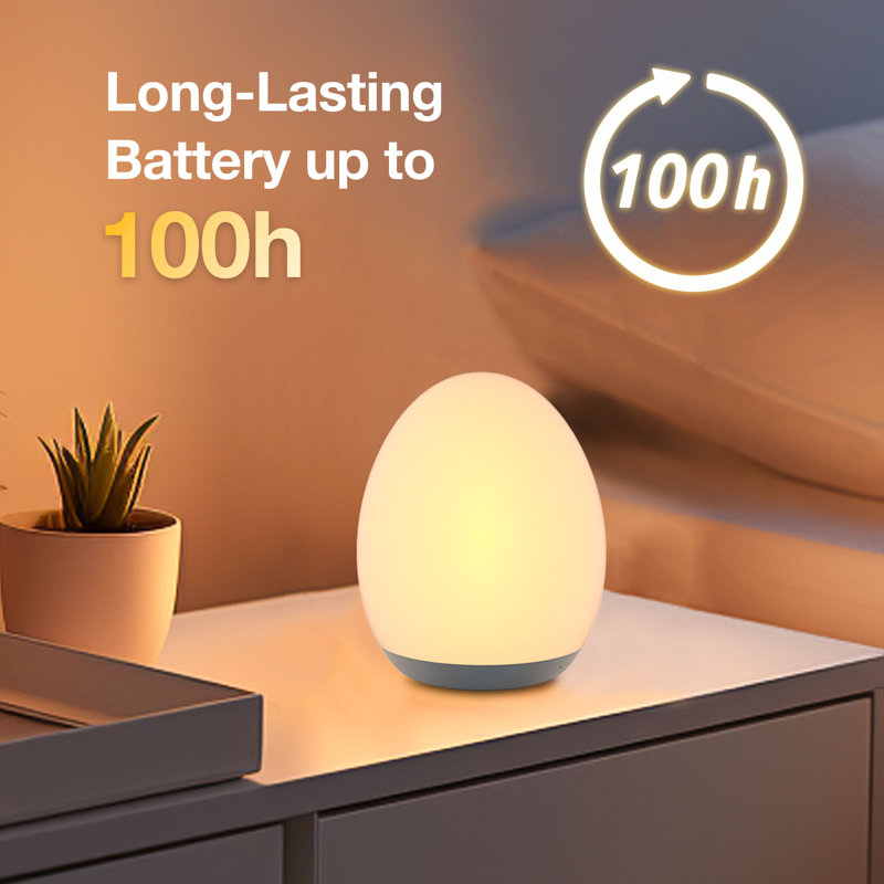  Veilleuse pour enfants, veilleuse pour bébé avec fonction de changement et de gradation de 7 couleurs, veilleuse rechargeable avec minuterie 1 heure et commande tactile, jusqu'à 100 heures