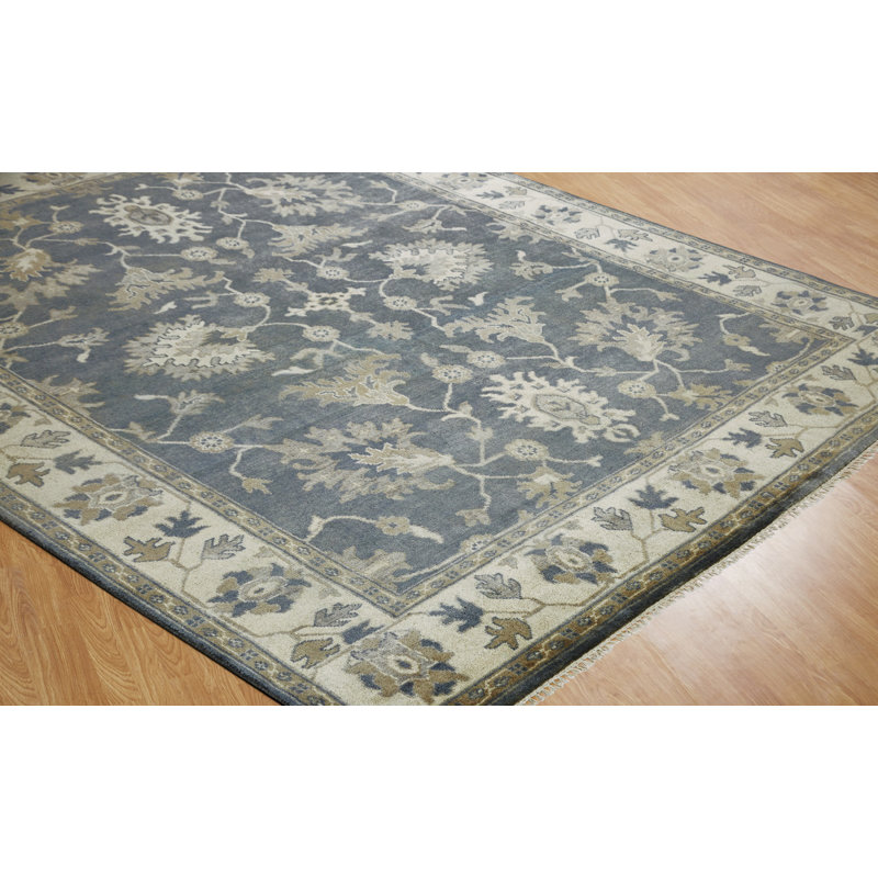 Jayesh Wool Oriental Area Rug in Blue/Ivory, Rectangle 10' x 14'