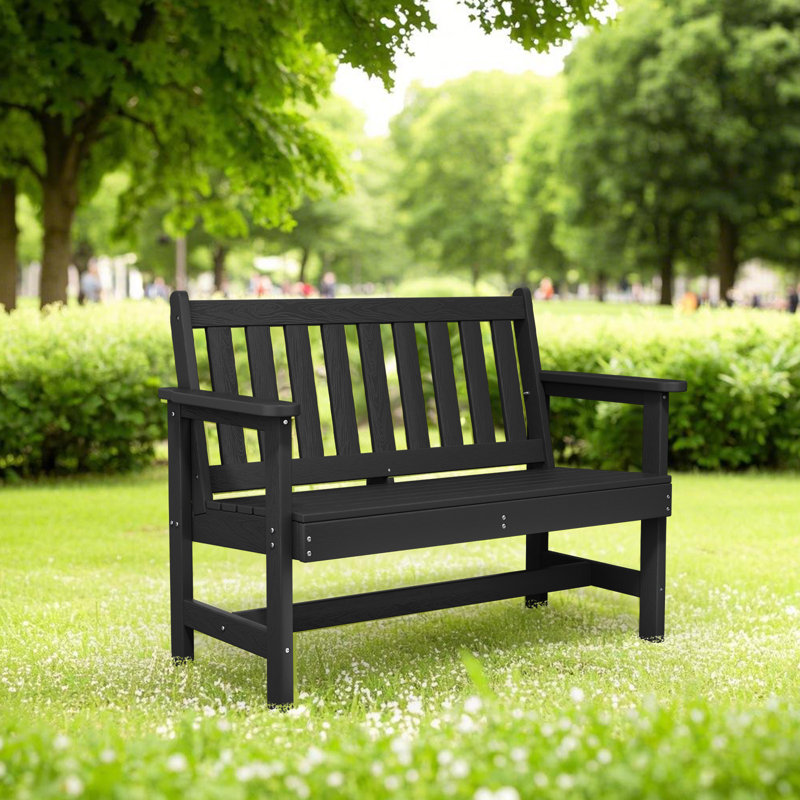 Banc d'extérieur en PEHD Genivieve, Noir, noir, noir, noir
