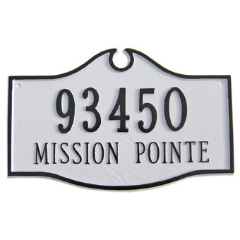 Colonial 2-Line Wall Address Plaque, White/Black