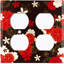 Metal Light Switch Plate Outlet Cover (Japanese Red Flower White Black   - Single Toggle)