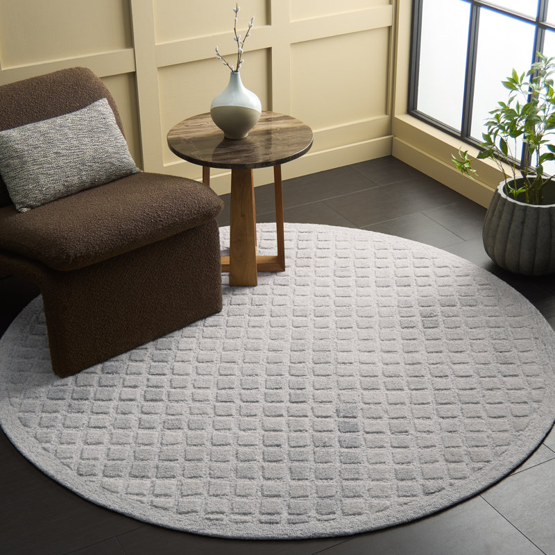 Ebony 375 Area Rug In Grey, Round 6'