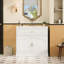 Armoire de meuble-lavabo 36 de luxe 36, couleur blanche, structure en bois massif, charnières à fermeture douce 35,75 po moderne avec lavabo en céramique, portes et organisateur de porte d'armoire
