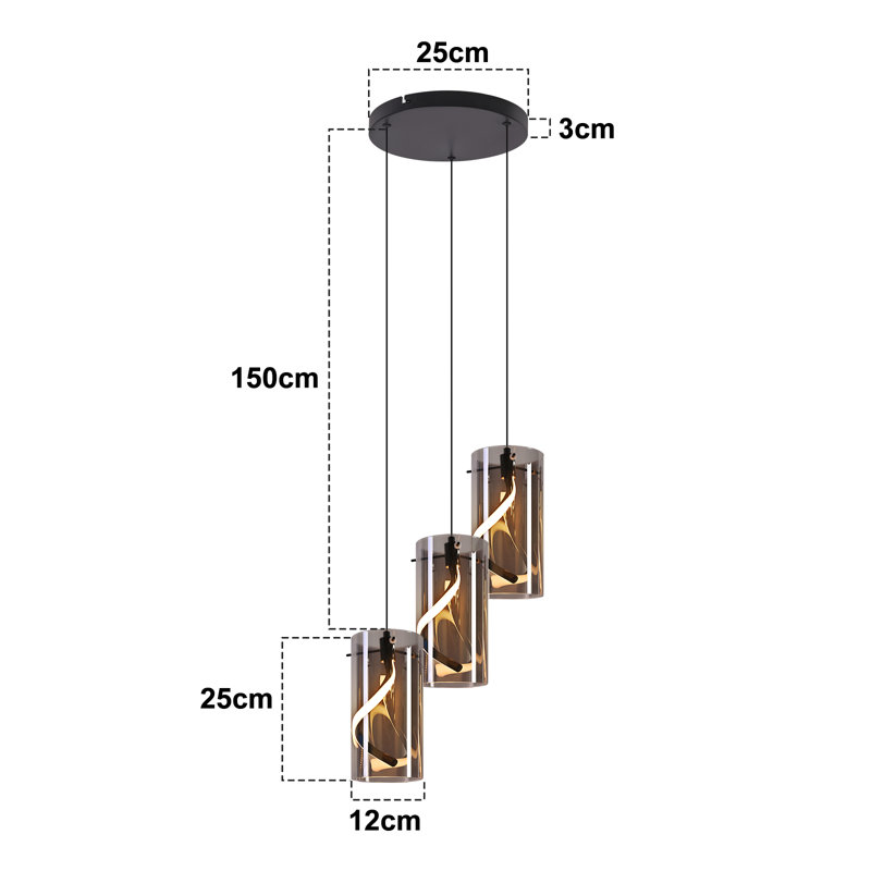 3 - Light Stainless Steel LED Bell Pendant