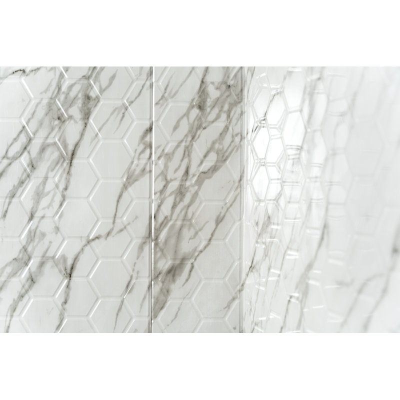 Hex Mini - MirroFlex - Panneaux muraux de baignoire et douche, Marble