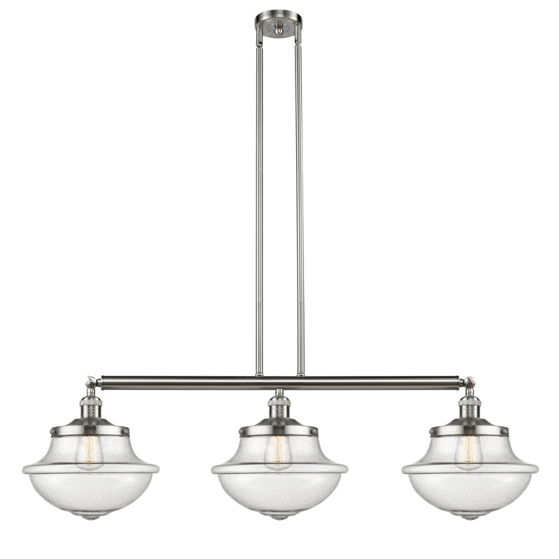 Luminaire suspendu linéaire à 3 lumières pour îlot de cuisine Theresa, Ampoule non incluse, Grainé, Or satiné